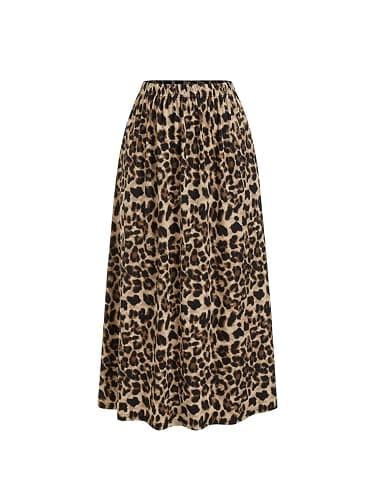 CIDER Leopard Print Maxi Skirt Women's Trendy Casual Elastic Waist Skirt 2026 Summer Skirt - Image 1