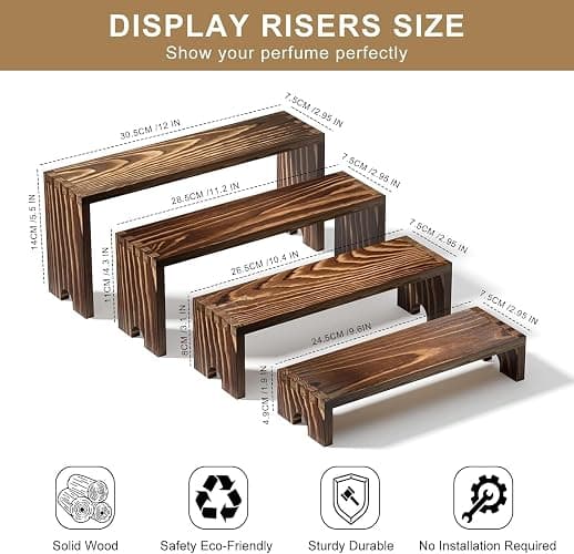 2 Set Wooden Tiered Risers Display Stands for Vendor Events,Stackable Wood Cupcake Display Stand,Farmhouse Decor Wood Dessert Table Display Set,Vendor Booth Display Items,Food Display Risers for Party thumbnail 3