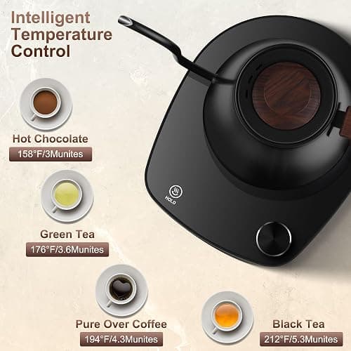 YDDZZM Gooseneck Electric Kettle, Intelligent Temperature Control, Stainless Steel Inner, Quick Heating, for Pour Over Coffee, Brew Tea, Boil Hot Water, 1000W 0.9L Black thumbnail 3