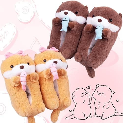 ARELUX Otter Animal Slippers Cotton Adult Unisex, Otter Plush House Shoes with Non-Slip Sole, Warm Fuzzy Lining for Indoor Outdoor Cosplay Party Valentine's Gift Idea Gift thumbnail 2