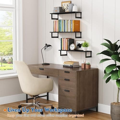 Harwaya Black Wall Shelves for Bedroom 24 Inch Long, 8 In Deep Floating Shelves for Wall, Large Wood Wall Mounted Bookshelf Hanging Shelf for Living Room Office Books Kitchen Closet Storage (Set of 3) thumbnail 3