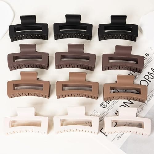 12 Pack Hair Clips for Women, Medium Claw Clips for Thin Thick Hair, Strong Hold Matte Finish – Brown thumbnail 7