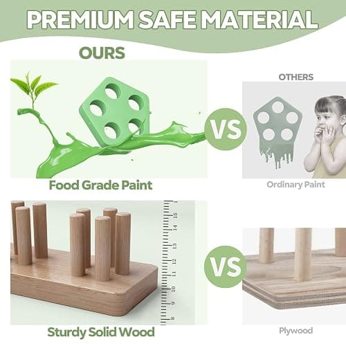 PEBIRA Montessori Toys for 1 2 Year Old, Wooden Sorting and Stacking Toys for Toddlers, Baby Shape Sorter and Color Stacker Blocks for Toddler, Preschool Learning Toy, Gift for 12-18 Month Boys Girls thumbnail 2