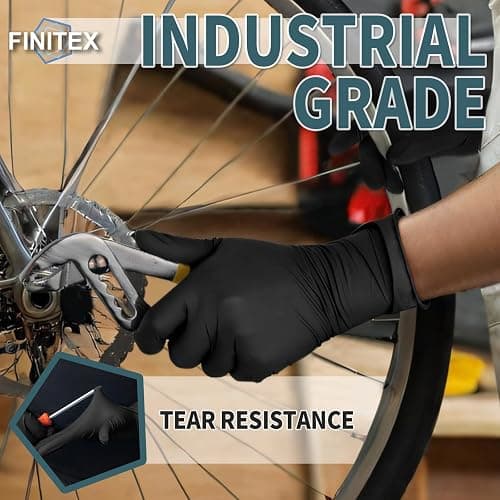 FINITEX - Black Nitrile Disposable Gloves, 5mil, Powder-free, Medical Exam Latex-Free 100 PCS For Examination Home Cleaning Food Glove (Small) thumbnail 7
