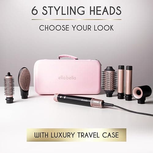 ELLA BELLA® 6 in 1 Professional Hot Air Styler • Powerful Hair Dryer & Straightener Set • Styling Without Heat Damage • Fast Drying Curling Volumizing Straightening • Includes Protective Travel Case thumbnail 5