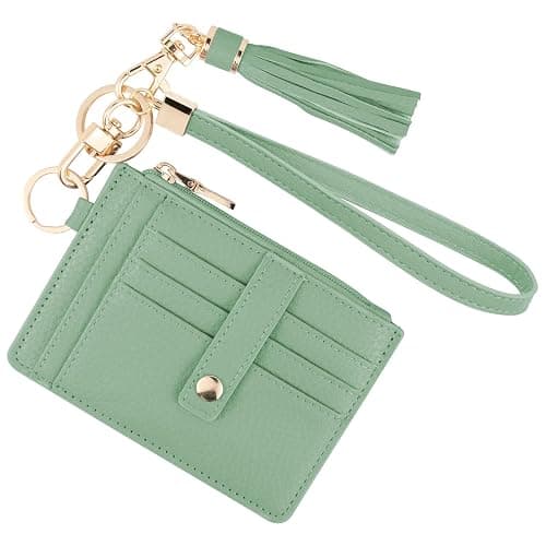 KNGITRYI Small Wristlet Wallets for Women RFID Credit Card Holder Wallet Keychain Wristlet Wallet Credit Card Wallets for Women (Green) - Image 1