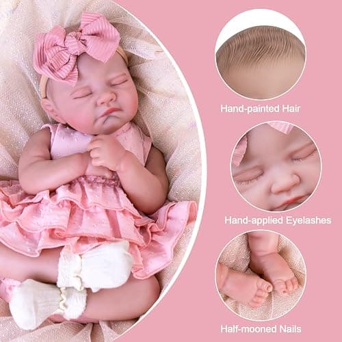 Aori Reborn Baby Dolls - Realistic 20 Inches Real Life Baby Doll with Feeding Kit, Lifelike Newborn Baby Girl Perfect for Kids 3+ thumbnail 3