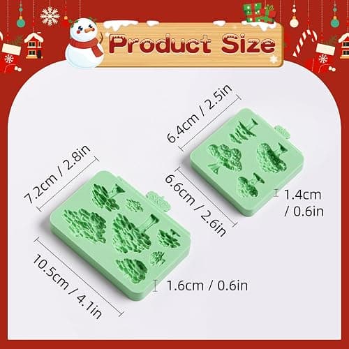 Christmas Silicone Molds,Tree Cake Decorations Mold,Christmas Tree Fondant Molds Sets For Cupcake Topper Decorating Tools Chocolate Candy Gum Paste Polymer Clay Resin Set of 2 thumbnail 2