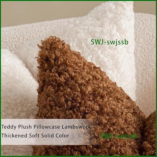 Teddy Fleece Kissenbezüge 40x40 60x60 2er Set Kissenbezug 50x50, Sofa Kissenhüllen Für Dekokissen Dekorative Zierkissen -hüllen, Kissen Bezug Vielseitig Einsetzbar(Chocolate brown,45x45 cm Set of 2) thumbnail 6