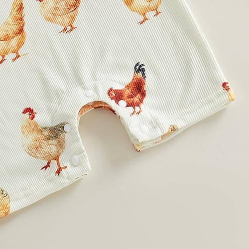 Xnqiwq Newborn Baby Boy Farm Clothes Animal Chicken Onesie Short Sleeve Romper Jumpsuit Infant Summer Western Outfit thumbnail 6