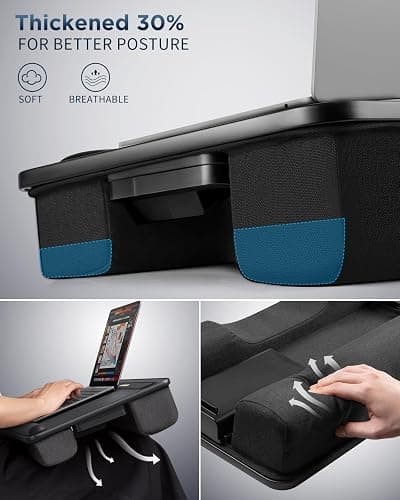 SAIJI Lap Desk with LED Light, Portable Laptop Tray with Cushion - Fits Up to 17" Laptops & MacBook, Lap Table Stand for Bed and Couch, Lap Desk for Writing and Reading thumbnail 5