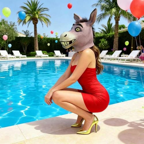 Harseyleam Donkey Mask, Classic Movie Role Play Latex Head Masks, Deluxe Animal Face Mask for Adult Cosplay Party Props thumbnail 5