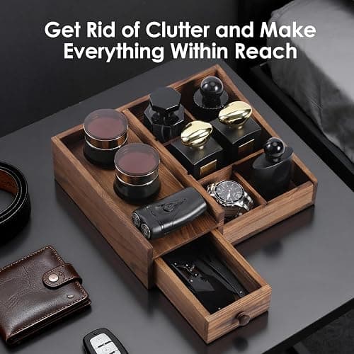 Organizer for Men,Bathroom Countertop Organizers,Perfume Organizer,Cologne Organizers,Bathroom Storage,Restroom Organization,Perfume Stand,GIFS for Men,Adjustable Partition(Bourbon Brown) thumbnail 5