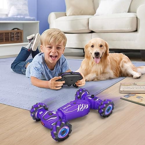 Dysaim Gesture Sensing RC Stunt Car, Toys for Boys Girls Age 6-12, 4WD Remote Control Car 360° Rotate Transform Drift RC Cars with Lights Music Fog Sprayer, 2.4Ghz Hand Control Car Birthday Xmas Gifts thumbnail 2
