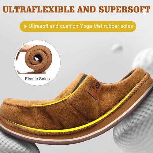 ONCAI Mens Slippers with Orthotic Arch Support,House Slippers Cotton-Blend High-Density Memory Foam Comfort Plantar Fasciitis Warm Slip-on Indoor Outdoor Rubber Sole Felt US Size 7-16 thumbnail 6