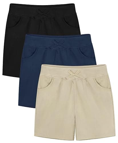 Resinta Girls School Uniform Bermuda Shorts Pull-on Chino Elastic Waist Summer Soft Play Shorts with Pockets 5-13Y - Image 1