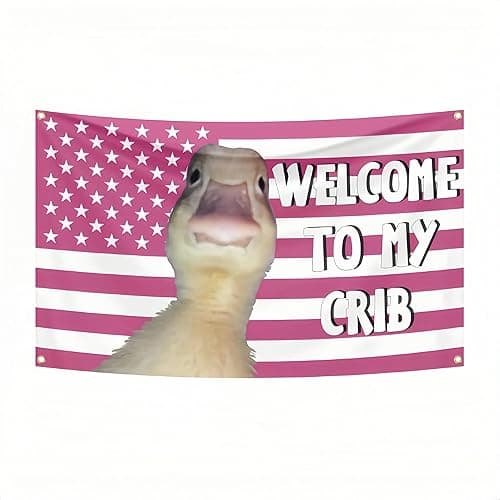 Welcome to My Crib Flag,Funny Tapestry for Bedroom Flags for Room Welcome to My Crib Duck Flag,Fit Wall Decor Bedroom Living Room Dorm Concert Gift