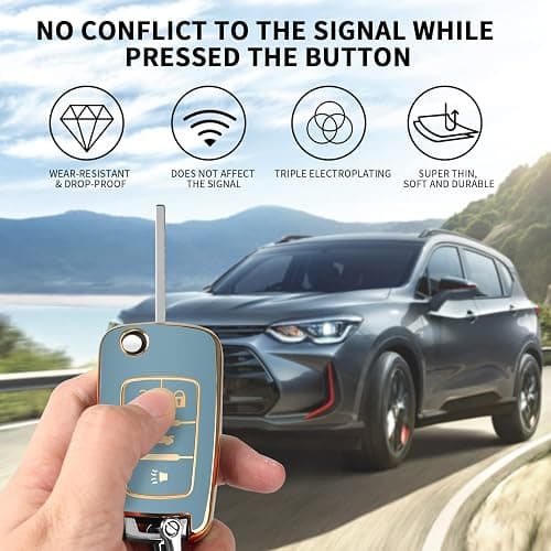 QBUC for Chevy Key Fob Cover Fit for 4 Buttons with Keychain,for Chevrolet Equinox Camaro Cruze Malibu Sonic Buick Terrain thumbnail 4