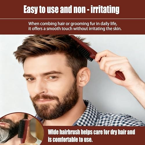 Spazzola Setole Cinghiale,5pcs Styling di Capelli e Barba Spazzola per Capelli con Manico Set per Styling di Capelli e Barba,assaggio del Cuoio Capelluto Uomo e Donna thumbnail 6