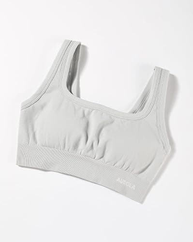 AUROLA Power Womens Square Back Basic Sports Bra - Square Neck Padded Low Impact Yoga Bra Workout Crop Top thumbnail 4