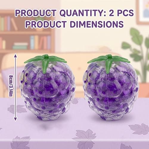 2 PCS Grape Squishy, Big Grape Squishy for Emotions Relief and Sensory Play, Giant with Soft Texture and Durable Material, 8x8x8 Centimeter Size for People thumbnail 3