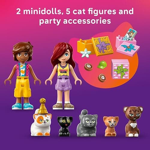 LEGO Friends Cat Birthday Party & Tree House Building Toy - Pretend Play Building Blocks W/Cat Toys & 2 Minidolls - Creative Storytelling Kids Toy for Girls and Boys, 9+ - Birthday Gift Idea- 42666 thumbnail 5