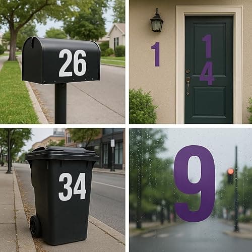 4 Inch Black Number Stickers 0-9, 6 Sheets Self Adhesive Vinyl Decals, Waterproof Durable Labels for Address Sign, Garage Door, Fence, Outdoor Labeling Numbers（Black） thumbnail 5