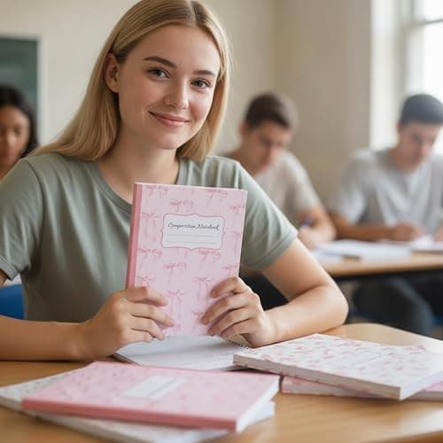 Fullhawl 6 Pack Composition Notebook College Ruled Bulk Pink Bow Composition Notebook Preppy Aesthetic for Back to School Supplies 110 Pages 9-3/4 x 7-1/2" Cute Journal for First Day of School Office thumbnail 2
