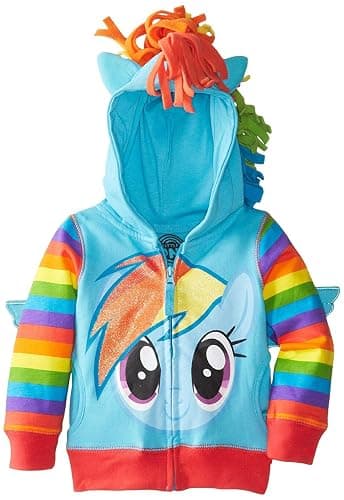 My Little Pony Girls Rainbow Dash Cosplay Zip Up Hoodie – Toddler, Little & Big Sizes - Image 1