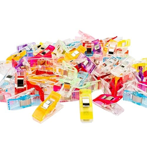 Multipurpose Sewing Clips Pack of 100, Perfect Alternative Quilting Pins | Premium Plastic Fabric Clips Sewing Supplies, Fit Any Chip Clips, Bag Binding for Food, Assorted Colors - Image 1