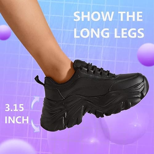 K KIP WOK Chunky Sneakers for Women Fashion Platform White Leather Casual Dad Shoes Comfortable Wedge Walking Sport Sneakers thumbnail 4
