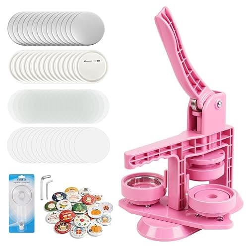 MK.Bear 2026 Button Maker Machine 2.25 Inch (58mm), No Installation Required Pin Maker Kit for Button Making, DIY Pink Badge Maker Button Press with 30 Badge Supplies & Circle Cutter - Image 1