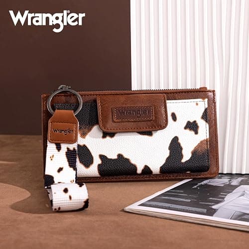 Montana West X Wrangler Cow Print Wallet for Women Ladies Female Card Cases & Money Organizers Wristlet with Wallet Large Clutch with Coin Purse Smooth Zipper and Rfid Lining thumbnail 2