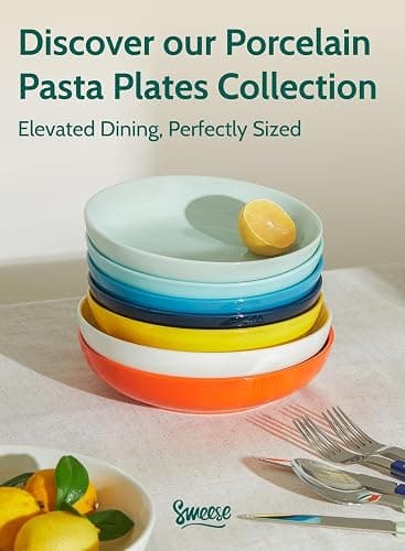 Sweese 22oz Porcelain Pasta Bowls Set - 7.6" Salad Serving Dishes, Microwave Dishwasher Safe, Set of 6, Vibrant Colors thumbnail 8