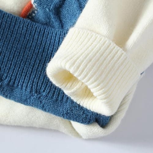 GURUNVANI Patchwork Sweater Mens Colorblock Jumper Cable Knitted Pullover Oversized thumbnail 7