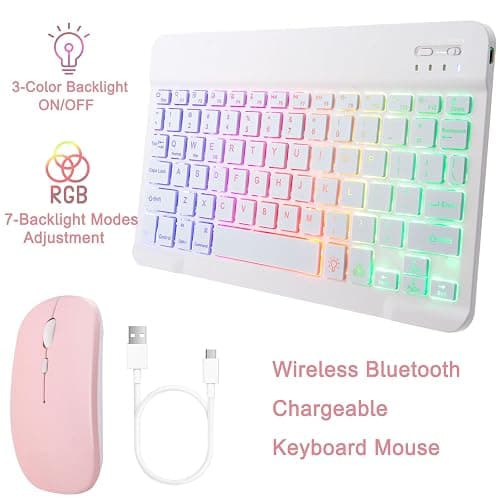 VLEAQC Keyboard Case for Samsung Galaxy Tab A9+/A9 Plus 11 Inch 2023 (SM-X210/X216/X218), Detachable Color Backlit Bluetooth Keyboard and Mouse, Slim Lightweight Stand Cover with Pen Holder (Pink) thumbnail 5