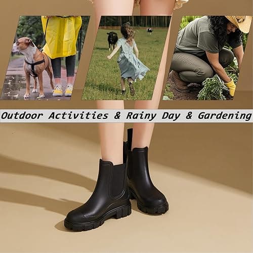 WOWSTICK Women’s Ankle Rain Boots Waterproof Lightweight Slip Resistant Fashion Garden Booties thumbnail 4