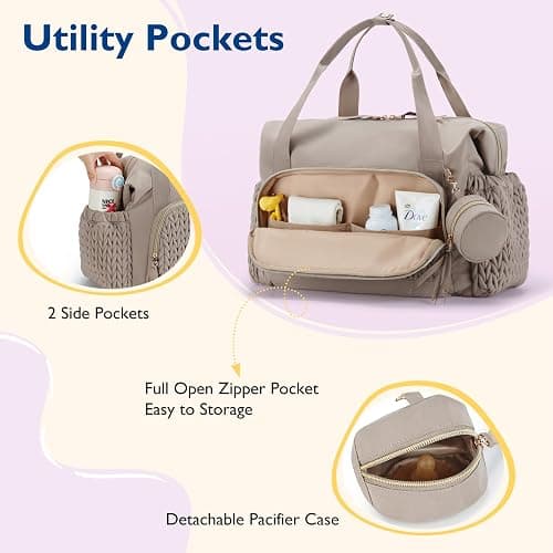 mommore Diaper Bag Tote, Large Capacity Travel Diaper bags, Hospital Bag for Labor Delivery, Baby Bag with Pacifier Case | Hospital Bag thumbnail 4