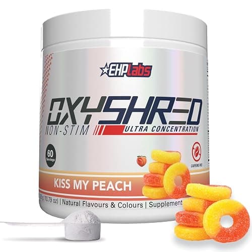 EHP Labs OxyShred Non Stimulant Pre Workout Powder - Stim Free Pre Workout, Caffeine Free Preworkout for Men & Women with L Glutamine & Acetyl L Carnitine - Peach, 60 Servings - Image 1