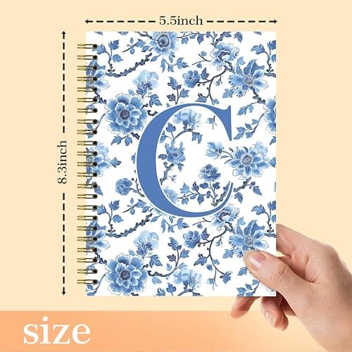 NaZaUK Blue Initial C Custom Notebook Journal, Personalized Teen Girl Gifts, Journal for Teen Girls, Monogrammed Gifts for Women Teen Girls, Custom Journal, College Ruled Spiral Notebook 5.5 x 8.3 thumbnail 3