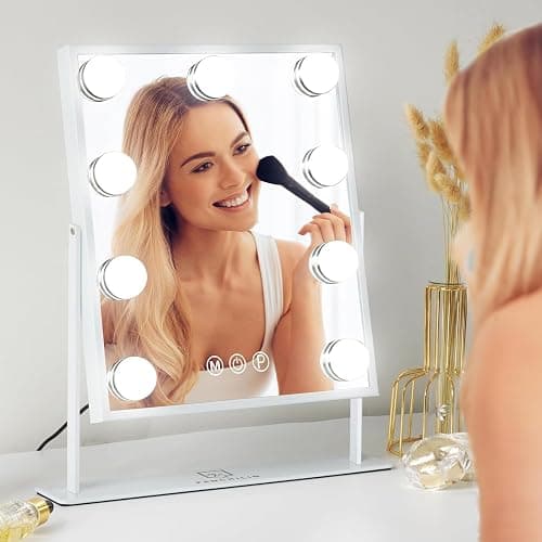 FENCHILIN Vanity Mirror with Light Lighted Makeup Mirror Vanity Smart Touch Control 3Colors Dimmable Detachable 10X Magnification Tabletop 360°Rotation(White) thumbnail 7