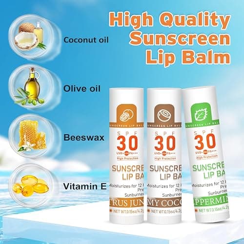 SPF 30 Sunscreen Lip Balm, Bulk Travel Size-64 Pack, Hydrating with Vitamin E & Coconut Oil- 8 Flavors thumbnail 2