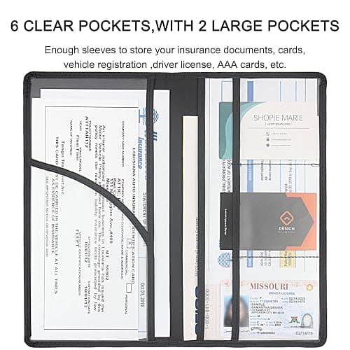 LumiMokki Premium Car Registration & Insurance Card Holder with Magnetic Shut, Vehicle Glove Box Car Organizer - For Documents, Cards, License (Black) thumbnail 4