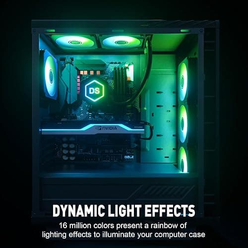 DS leddess Axis Light RGB LED 120mm 6 Pack RGB Case Fan with Remote Control for PC Case, Computer CPU Cooling, Heat Sink Systems (8th Gen Hub Box, E Series) thumbnail 7