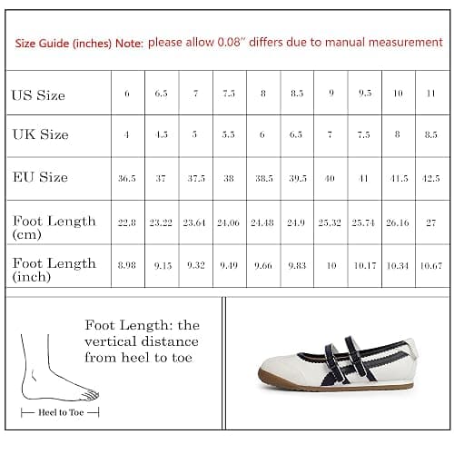 Tigeridea Fashion Sneakers for Women Mary Jane Sneakerina Ballet Sneakers Comfortable Ballet Flat Two Strap Flat Shoes thumbnail 9