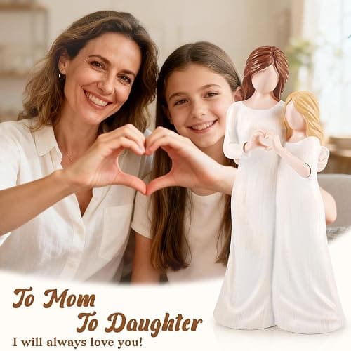 Mum Daughter Figurine Mother Daughter Figurine Mum Gifts Figures from Daughter, Close to Me Best Mum Gift for Mothers Day for Bride Present Hand-Painted Figurines Mum and Daughter (Beige) thumbnail 6