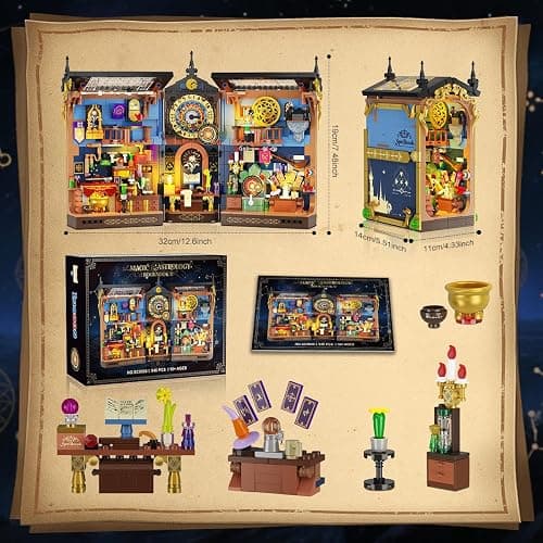 INSOON Magic Astrology Book Nook Building Set with Lights, 946 PCS DIY Booknook Building Block Model Kit for Home Bookshelf Decor, Miniature House Building Brick for Adults Teens Boys Girls Ages 10+ thumbnail 8