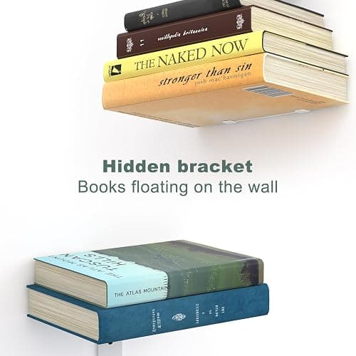 Mefirt Invisible Floating Bookshelves for Wall, 6 Tier Vertical Spine Book Tower, Heavy Duty Floating Book Shelves Metal Book Organizers for Home Office, 3 Pack(White) thumbnail 5