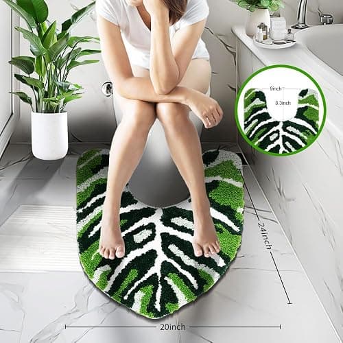 Baahrnom U Shaped Toilet Rug 24" x 20" Extra Soft Absorbent Microfiber Contoured Bathroom Rugs Non Slip Toilet Rugs for Bathroom U Shaped Washable Unique Aesthetic Toilet Bath Mat - Dsy 24l X 20w"u Shaped thumbnail 2