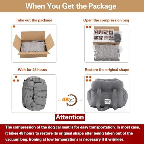 PETNEX Dog Car Seat for Small Dogs, Portable Puppy Car Seat of Easy Installation, Fashionable Pet Carrier Bag with Large Pockets, Machine Washable Dog Booster Seat (Striped Khaki) thumbnail 2